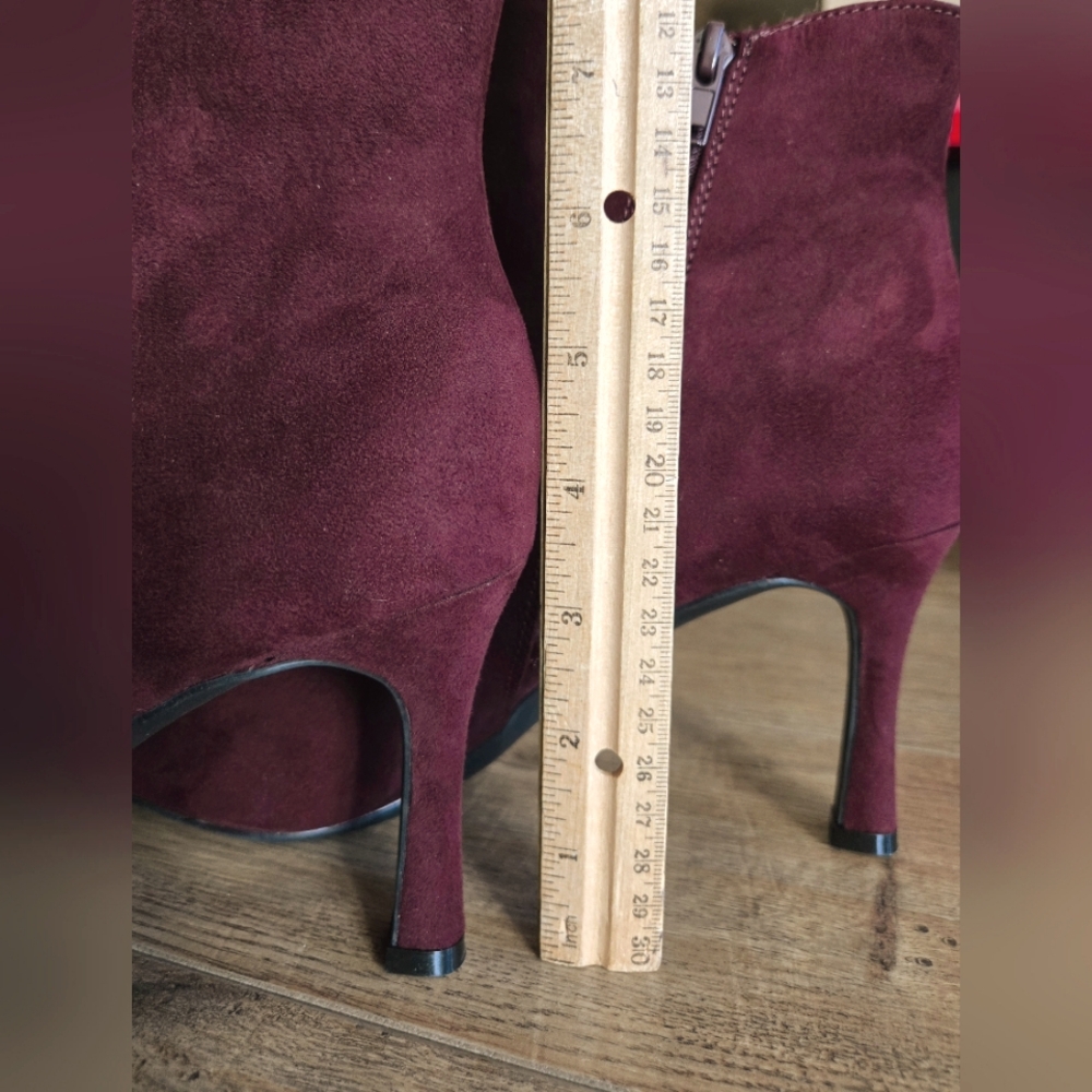Kelly & Katie Deep Merlot Wine Microsuede Evia Booties Size 11 - Picture 3 of 7